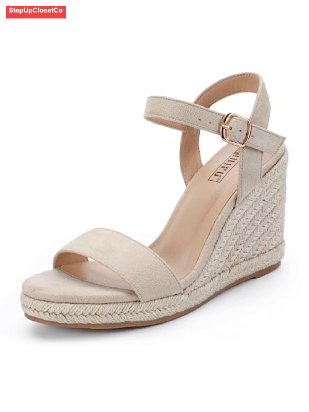 Espadrille Wedge Sandals Open Toe Platform Wedge Heels 4 Inch Summer Dressy